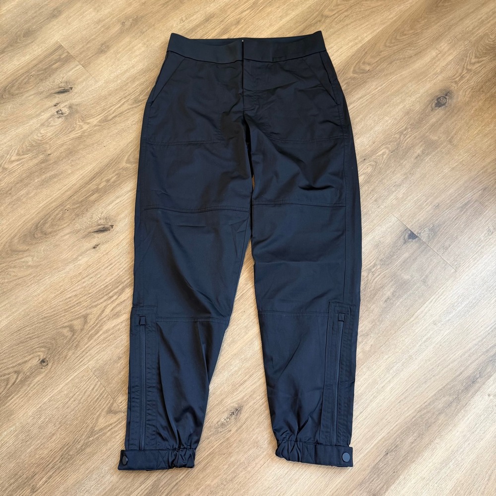 Athleta Radiant Jogger Black Technical Pants Size 4 Zip Ankle Cuffs 54023